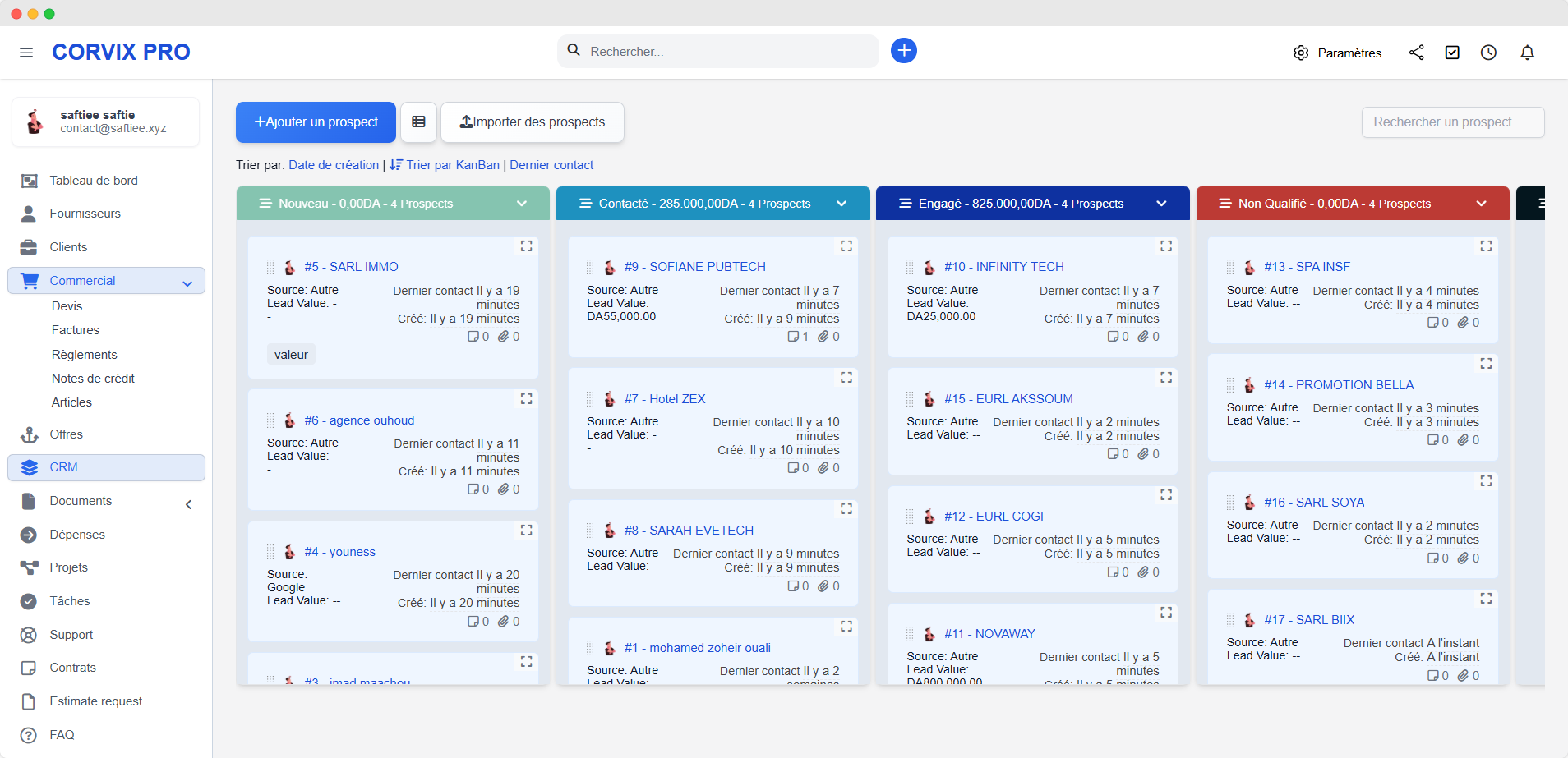 CORVIX CRM PRO Dashboard